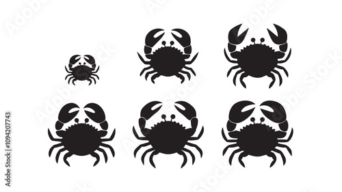 crab silhouette vector set