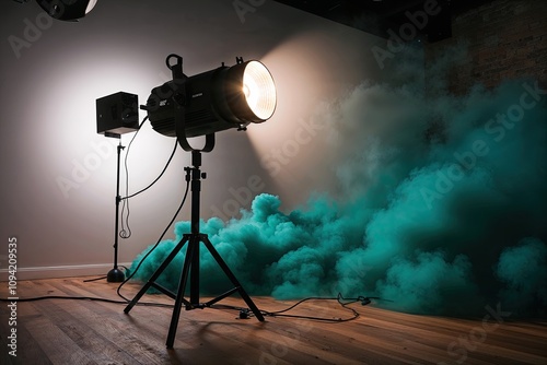 Captivating Glowing Spotlight in Studio Teal Fog for Festive Events