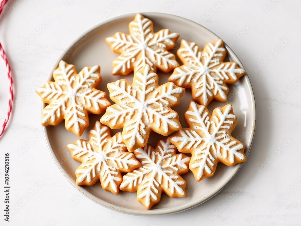 Baking christmas snowflake cookies home kitchen food photography festive environment close-up view holiday spirit