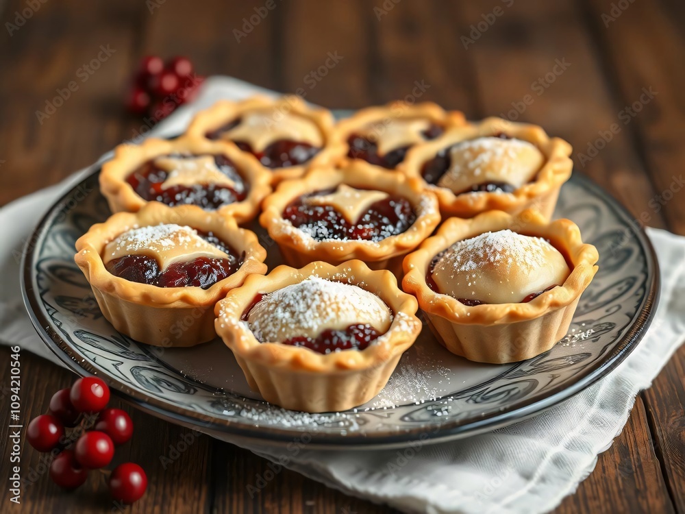 Christmas baking event delicious mince pies on a rustic table home kitchen cozy atmosphere food photography Christmas baking event delicious mince pies on a rustic table home kitchen cozy atmosphere food photography