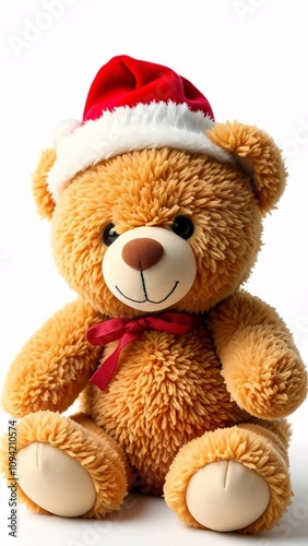 Christmas teddy bear in winter wonderland holiday decor soft toy studio setting adorable concept for festive cheer