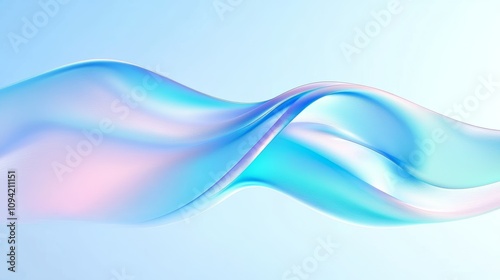 Abstract Smooth Flowing Ribbons in Blue and Pink Gradient Background Modern Design