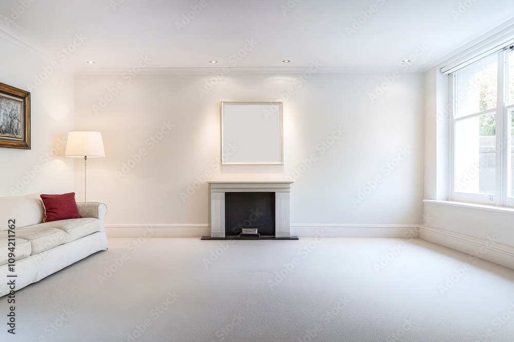 Fototapeta premium Modern living room with elegant design and neutral colors in a spacious setting