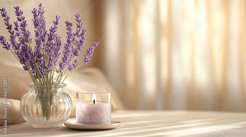 Lavender Candle & Vase. Lavender Candle & Vase.