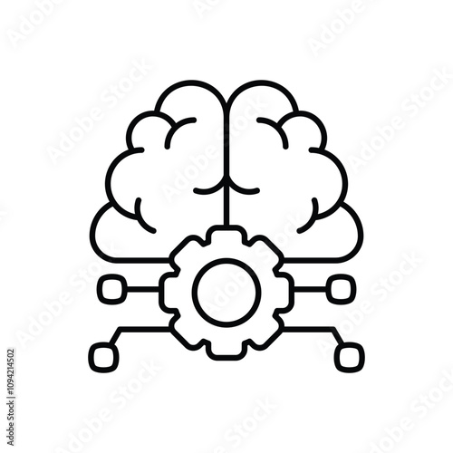 deep learning line icon with white background vector stock illustration