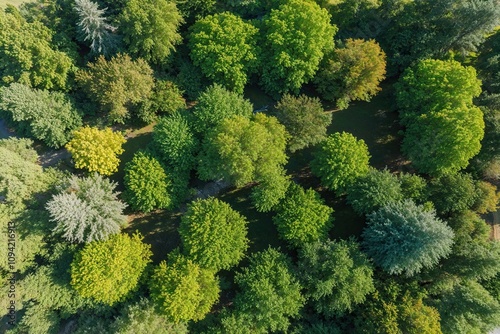 Aerial View of Lush Green Foliage Against Clear Background Showcasing Nature's Beauty