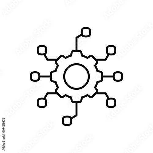 automated system line icon with white background vector stock illustration