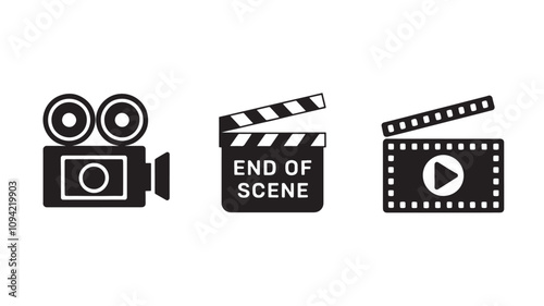 vector photography camera icons set - digital film equipment, multimedia icons