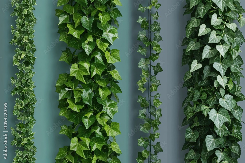Obraz premium Elegant Ivy and Modern Climbing Plants Displayed on Smooth Background