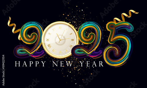 Happy New Year 2025, Gradient 3d happy new year 2025