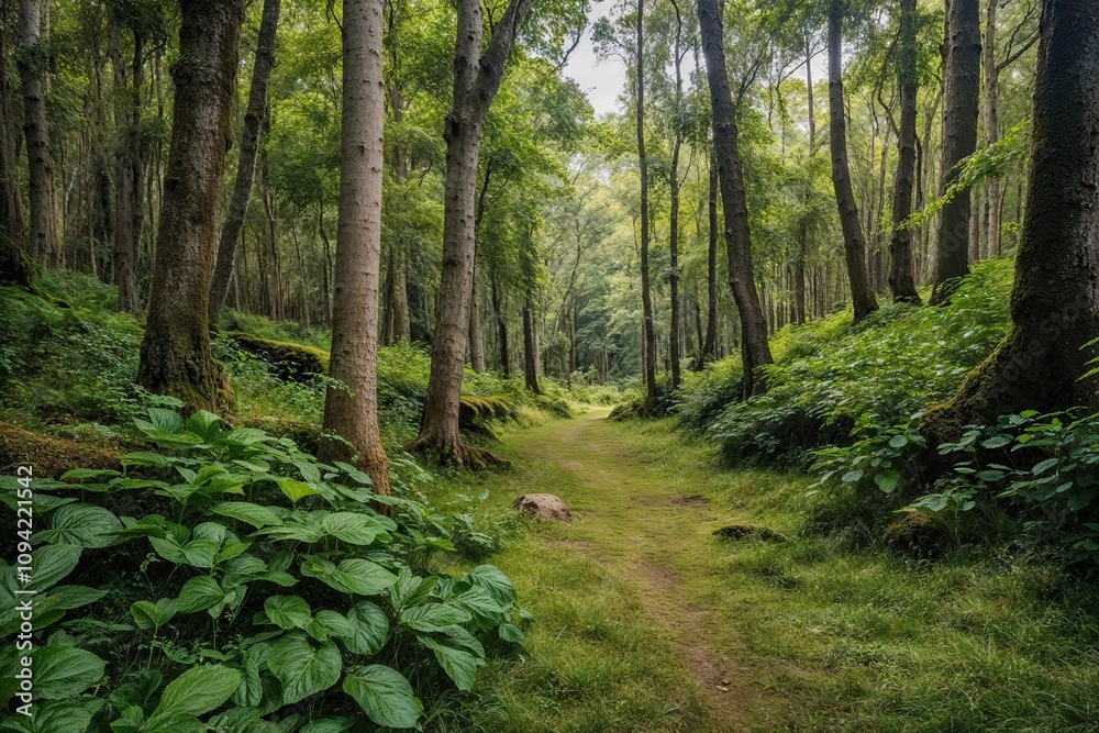 Obraz premium Vibrant Forest Edge Embraced by Lush Greenery and Untamed Nature