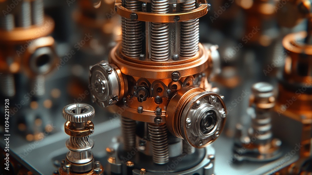 Close-up of Intricate Steampunk-Style Machine Gears Close-up of Intricate Steampunk-Style Machine Gears