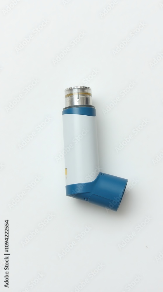 Asthma Inhaler With Cartridge on White Background for Healthcare Use Asthma Inhaler With Cartridge on White Background for Healthcare Use