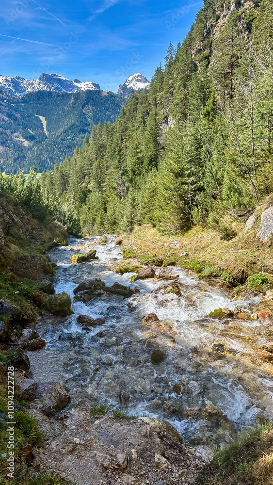 Fototapeta premium dalfazer waterfall during Spring time with deep blue background sky