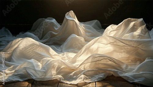 Wallpaper Mural Delicate waves of soft, creamy fabric are gently arranged to create a harmonious display Torontodigital.ca