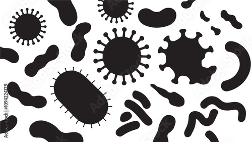 Viruses and bacteria On a white background. Pandemic, biohazard.