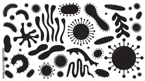 Viruses and bacteria On a white background. Pandemic, biohazard.