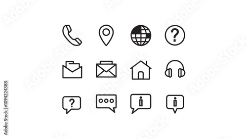 Collection of communication icons or communication tools, smartphone, landline telephone, email