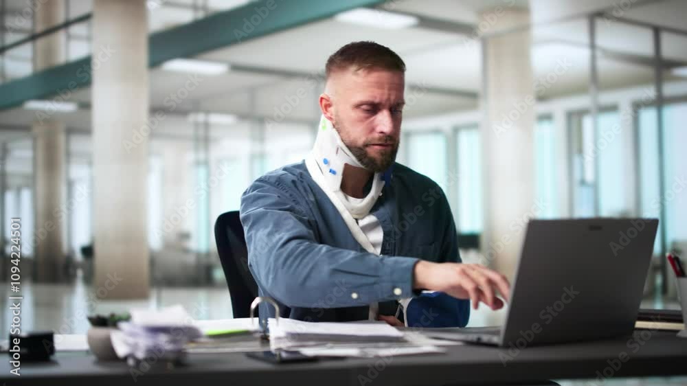Broken Arm Injury Accident. Man In Office Broken Arm Injury Accident. Man In Office