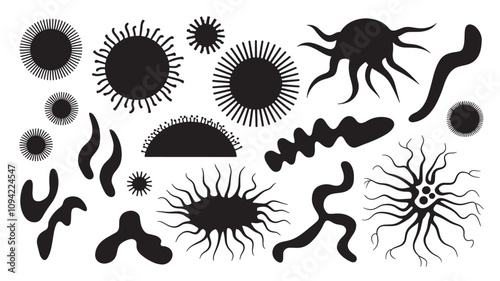 Viruses and bacteria On a white background. Pandemic, biohazard.