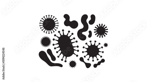 Viruses and bacteria On a white background. Pandemic, biohazard.