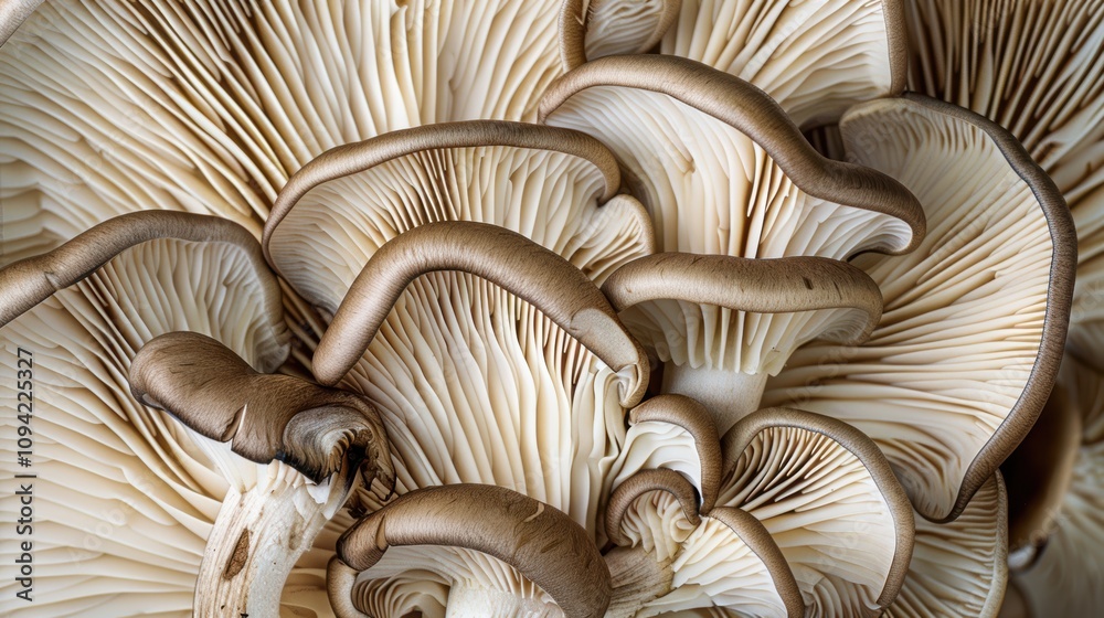 Obraz premium Mushroom depicted on a simple background, beautiful fungi portrait. Background hushed, mushroom sharp.