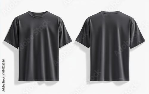 Wallpaper Mural Oversize Plain Dark Gray Short Sleeve T-shirt Front and Back Mockup Torontodigital.ca