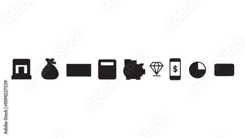 Set of money savings icon collection. Money, Wallet, piggy bank, coin, money bag 