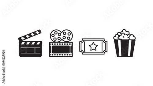 Cinema icons vector set. Movie, film, video