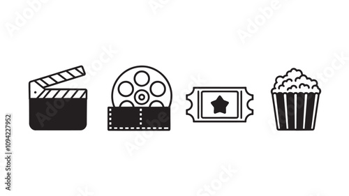Cinema icons vector set. Movie, film, video