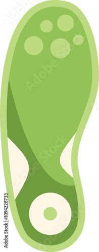 Green orthopedic insole providing arch support for flat feet, promoting proper alignment and reducing foot pain