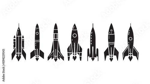 The Space Rocket Silhouette Design Collection Set