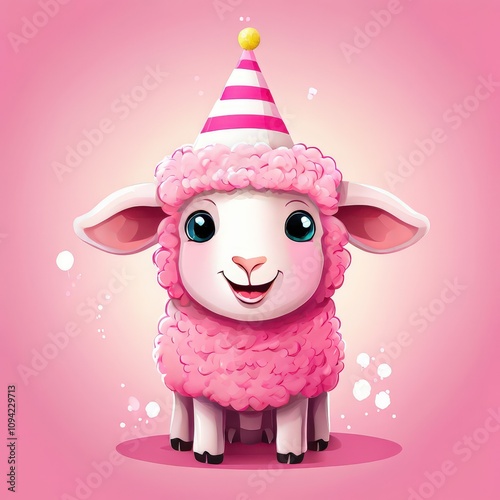 an AI Image Generator, Pink cute cartoon sheep s photo