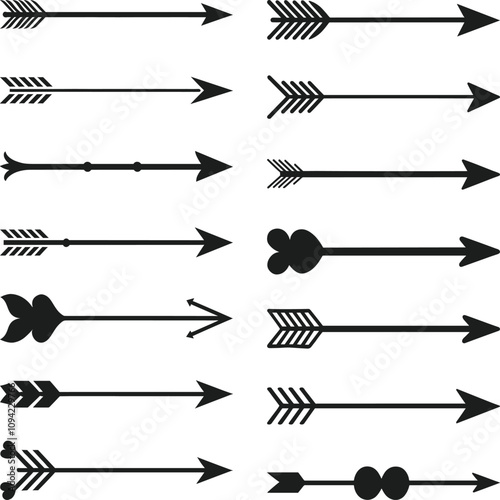 Collection of Modern Decorative Arrows – Vector Silhouettes