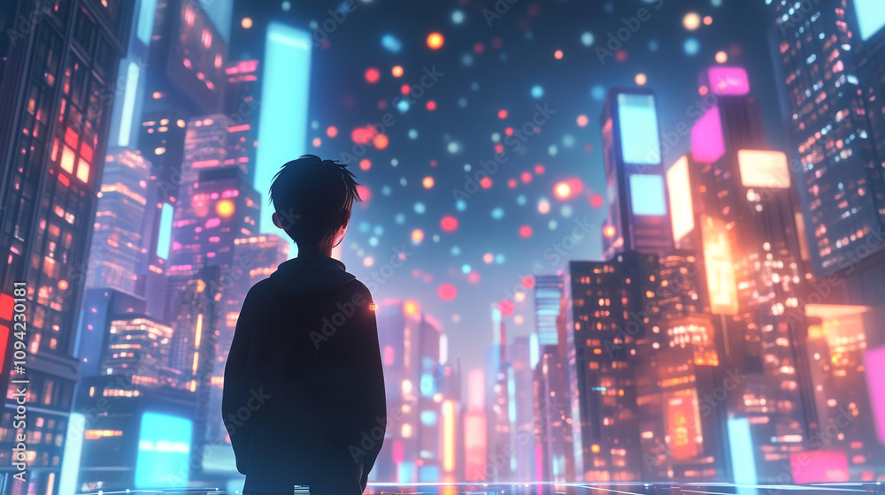 A futuristic smart city in a virtual world uses AI and robots to manage energy and resources sustainably. This digital environment is protected by advanced technology. A futuristic smart city in a virtual world uses AI and robots to manage energy and resources sustainably. This digital environment is protected by advanced technology.
