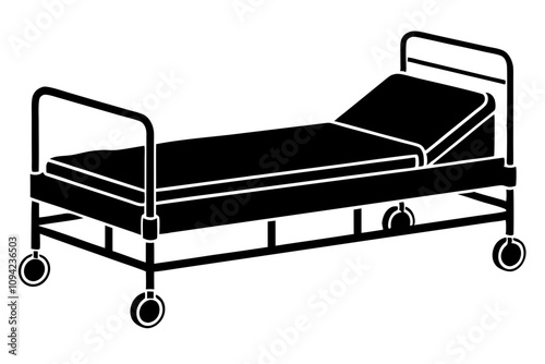 Hospital Patient Bed Silhouette Vector Illustration - Medical and Healthcare Design