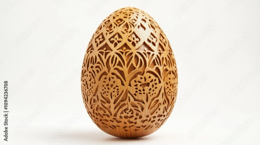 Intricate Handmade Wooden Egg Sculpture with Delicate Floral Patterns, Showcasing Fine Craftsmanship and Artistic Tradition, Perfect for Decorative Displays and Easter Celebrations Intricate Handmade Wooden Egg Sculpture with Delicate Floral Patterns, Showcasing Fine Craftsmanship and Artistic Tradition, Perfect for Decorative Displays and Easter Celebrations