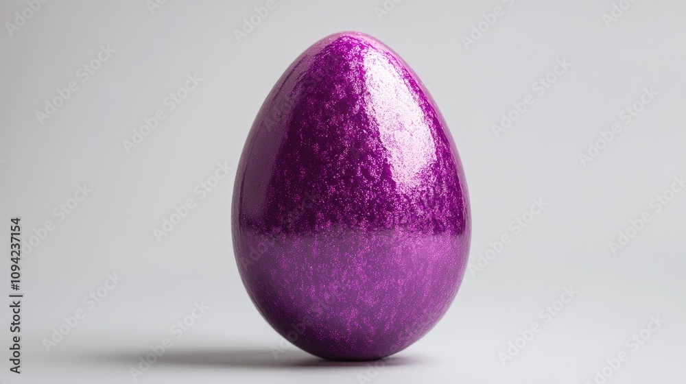 Glossy Purple Egg on a Neutral Background Perfect for Easter Celebrations, Spring Decorations, and Festive Crafts Showcasing Vibrant Colors and Unique Texture