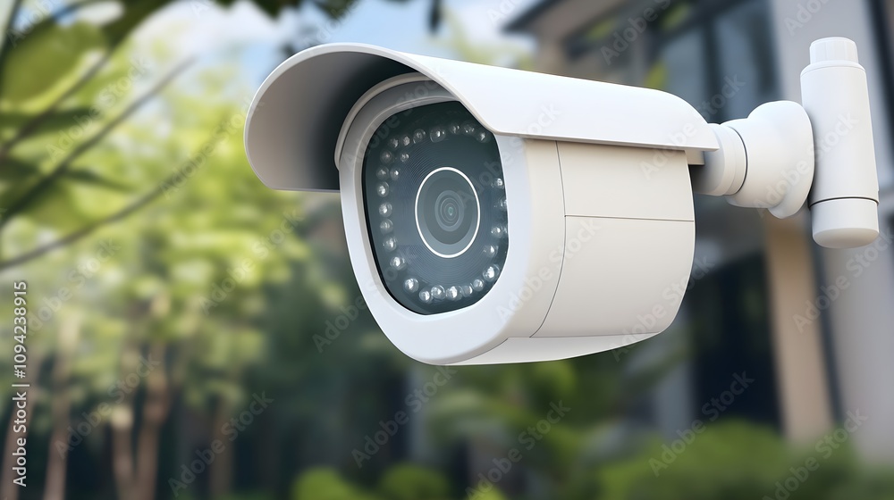 Modern Security Camera on House Exterior Modern Security Camera on House Exterior