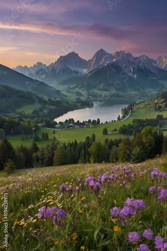 landscape with flowers