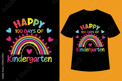 Happy 100 days of school typography t-shirt design. T-shirt for kids