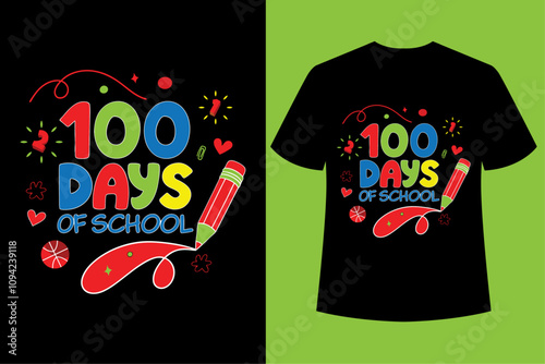 Happy 100 days of school typography t-shirt design. T-shirt for kids