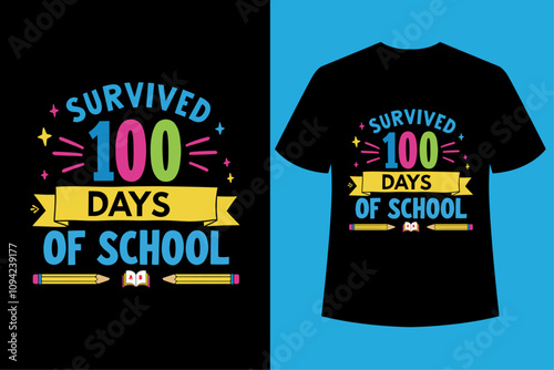 Happy 100 days of school typography t-shirt design. T-shirt for kids
