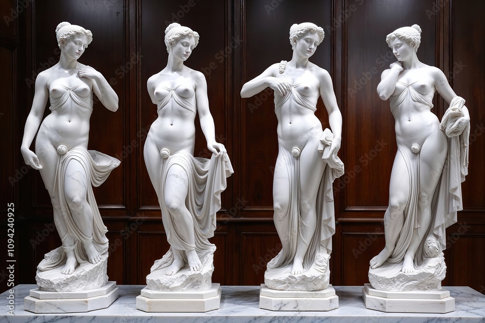 Elegant Marble Sculpture Collection Showcasing Woman in Graceful Pose Elegant Marble Sculpture Collection Showcasing Woman in Graceful Pose