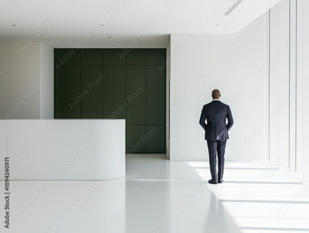 Professional financial advisor in a minimalist office space modern interior design bright environment confidence and success concept Professional financial advisor in a minimalist office space modern interior design bright environment confidence and success concept