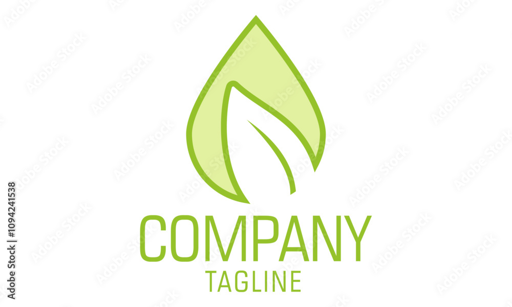 Green Color Simple Water Drop with negative Leaf Bio Logo Design Green Color Simple Water Drop with negative Leaf Bio Logo Design