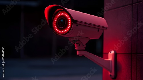 Security Camera at Night, Red LED Light photo