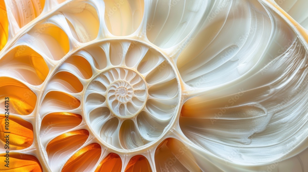 Abstract wallpaper featuring a nautilus shell, with a focus on its fibonacci sequence. The shell's natural beauty is a perfect addition to this art piece. Abstract wallpaper featuring a nautilus shell, with a focus on its fibonacci sequence. The shell's natural beauty is a perfect addition to this art piece.