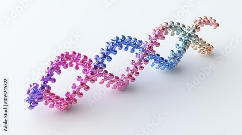 DNA double helix model, genetic structure representation isolated on white background