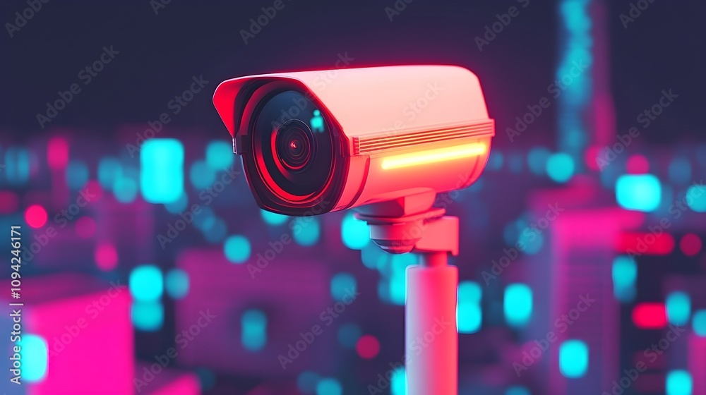 Smart City Security Camera Night View Smart City Security Camera Night View